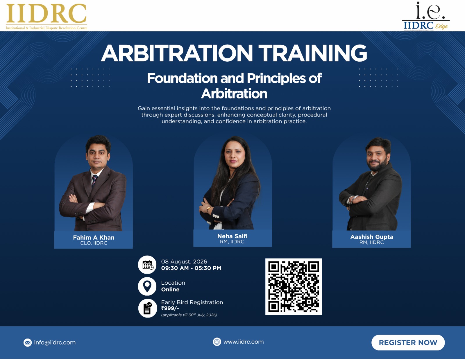 IIDRC | Arbitration Training on "Foundation and Principles of Arbitration"